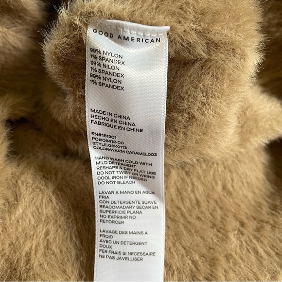 Good American Tan Fuzzy Soft Stretch Fall Cozy Cropped Cardigan Size 5 - Picture 10 of 11